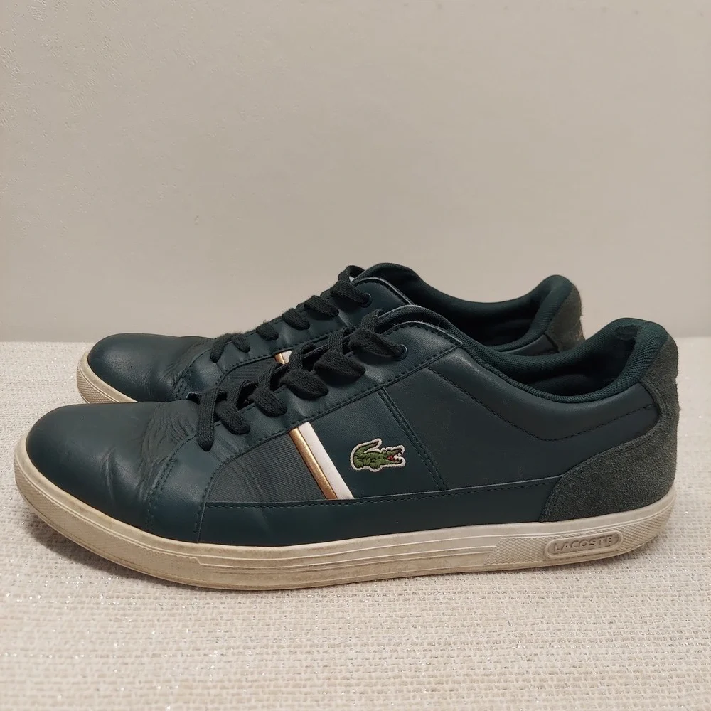 Lacoste Europa 319 1 Mens Green Leather Sneakers 7-38SMA00172D2 Size 10.5